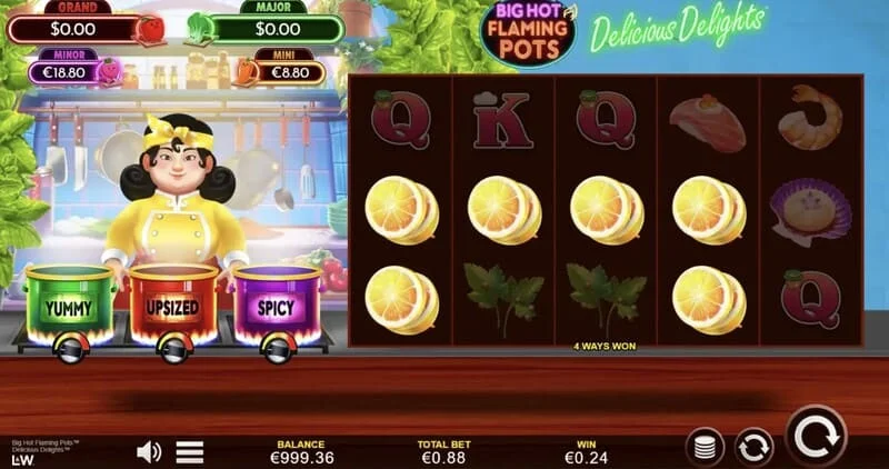 Big Hot Flaming Pots Delicious Delights - winning combination in base game